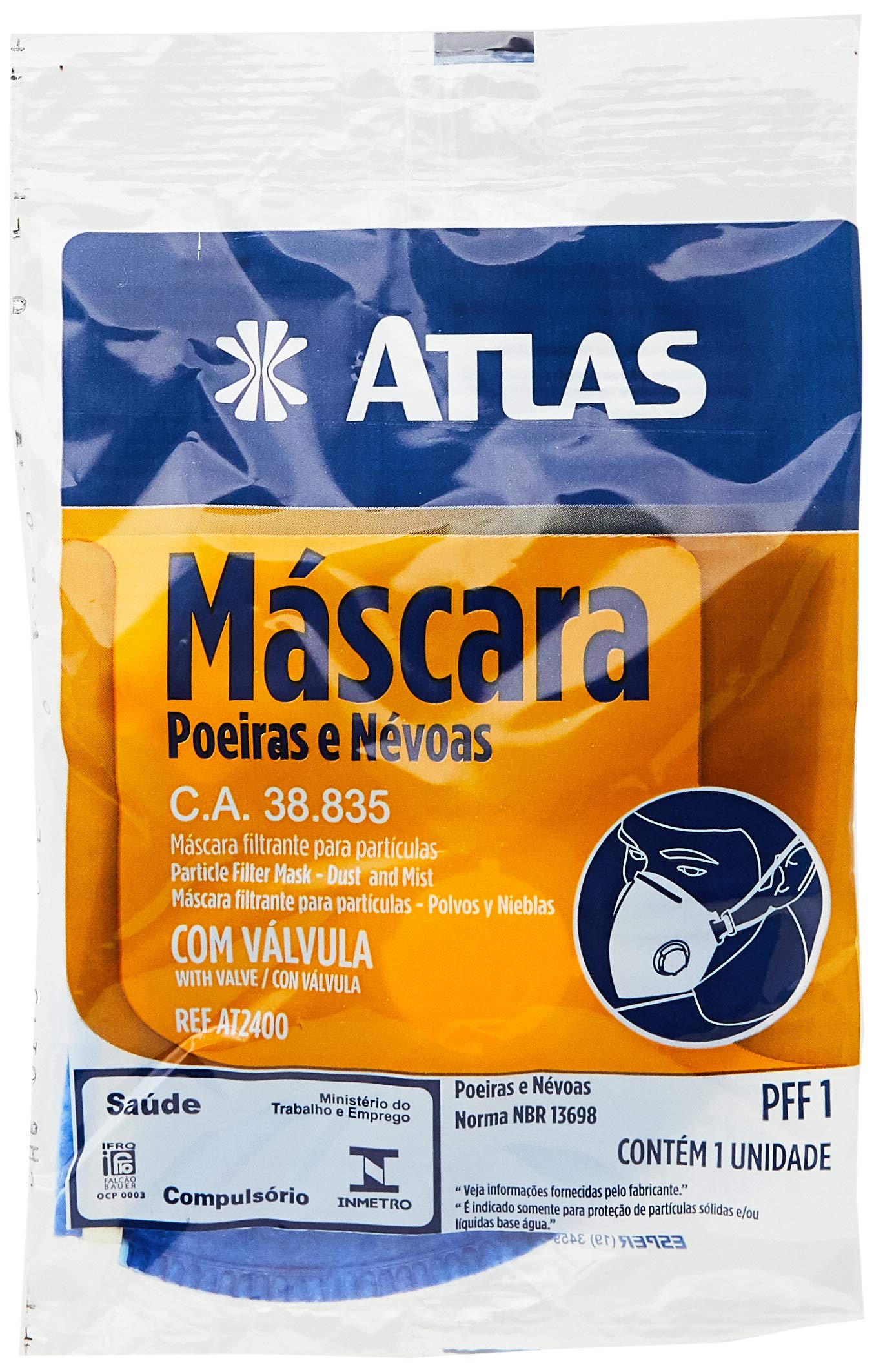 Pincéis Atlas AT2400 Mascara de Feltro Pff1 com Valvula | Amazon